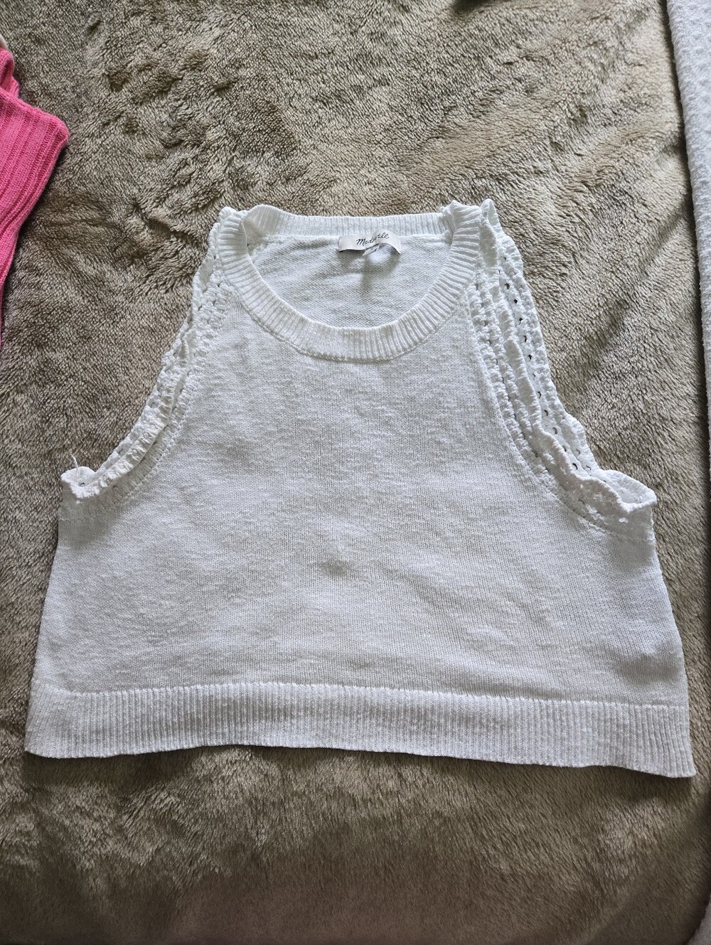 Madewell White Knit Crop Tank Top M